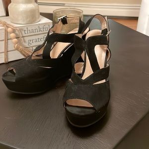 B.P.  Ankle strap black wedge sandal!